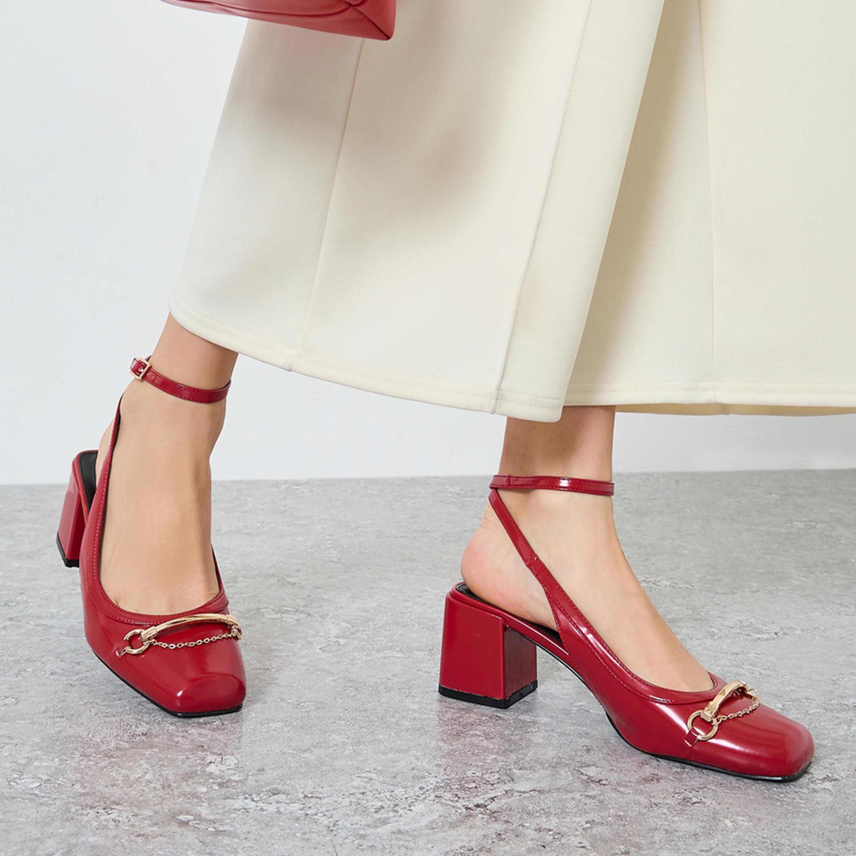 Raid Aiza Block Heel Shoes with Chain Detail-women-shoes-heels-image-2