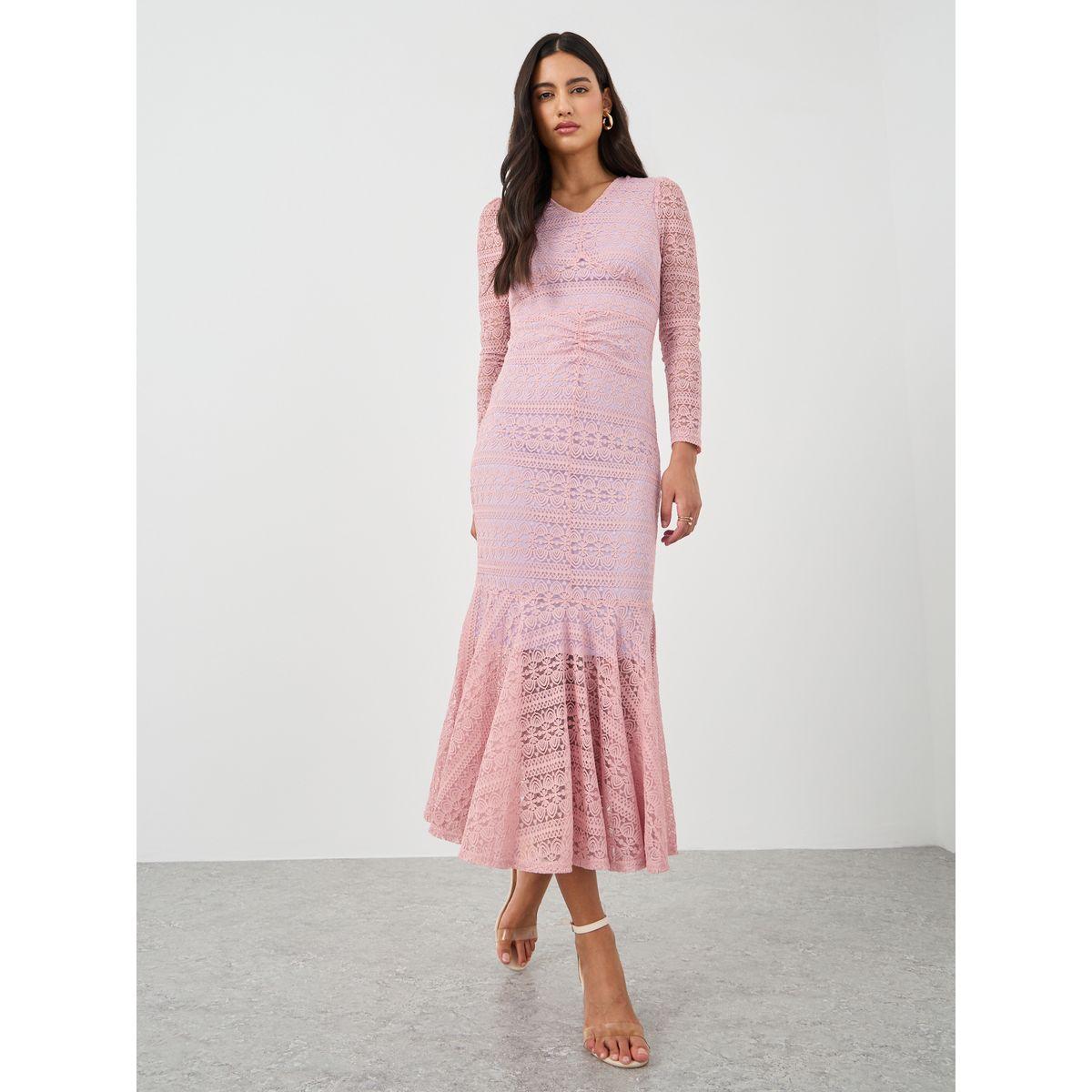 فستان ميدي بحافة حورية البحر وتفاصيل مُطرزة-women-clothing-dresses-image-1