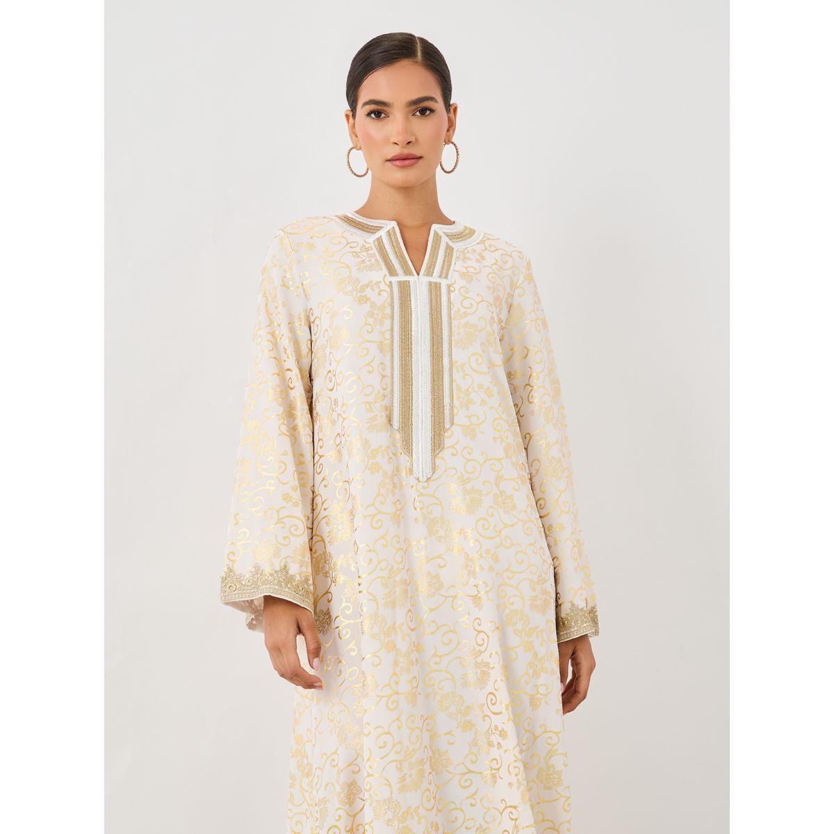جلابية بطبعة زهور وتفاصيل مُطرّزة مع اكمام طويلة-women-arabicclothing-jalabiyas-image-3