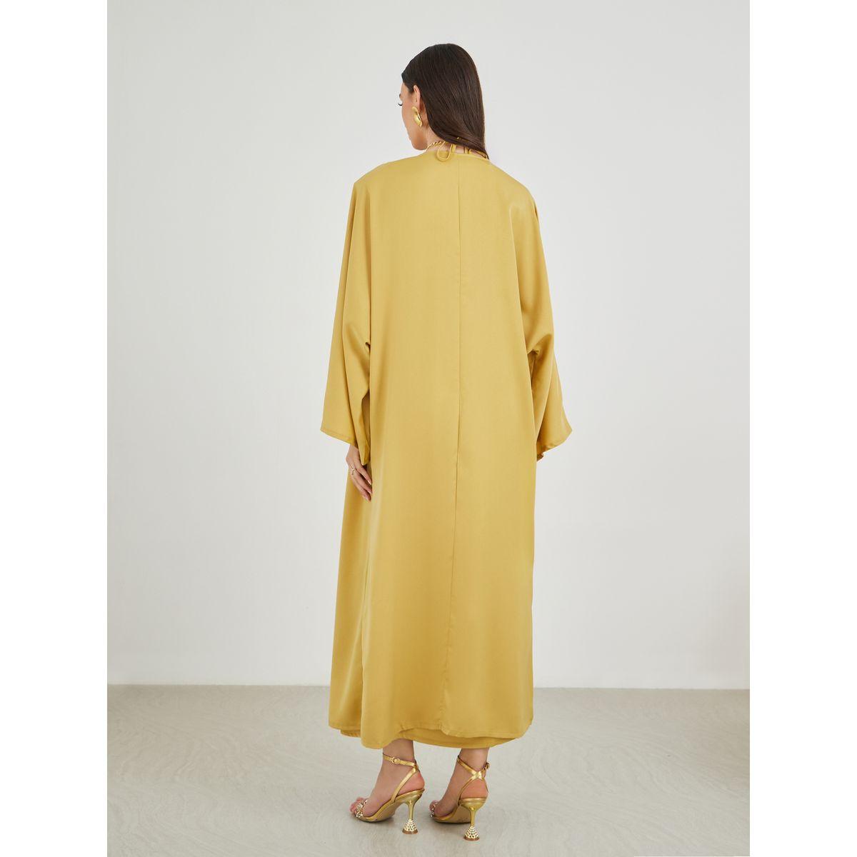 Keenly X Styli Solid Open Front Kimono with Maxi Dress Set-women-clothing-coordsets-image-5