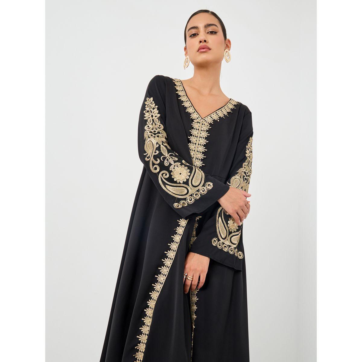 Styli Embroidered Lace Trim Long Sleeve Maxi Dress-women-clothing-dresses-image-3