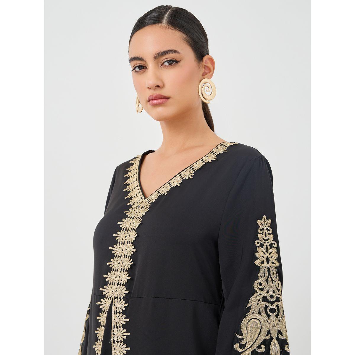 Styli Embroidered Lace Trim Long Sleeve Maxi Dress-women-clothing-dresses-image-4