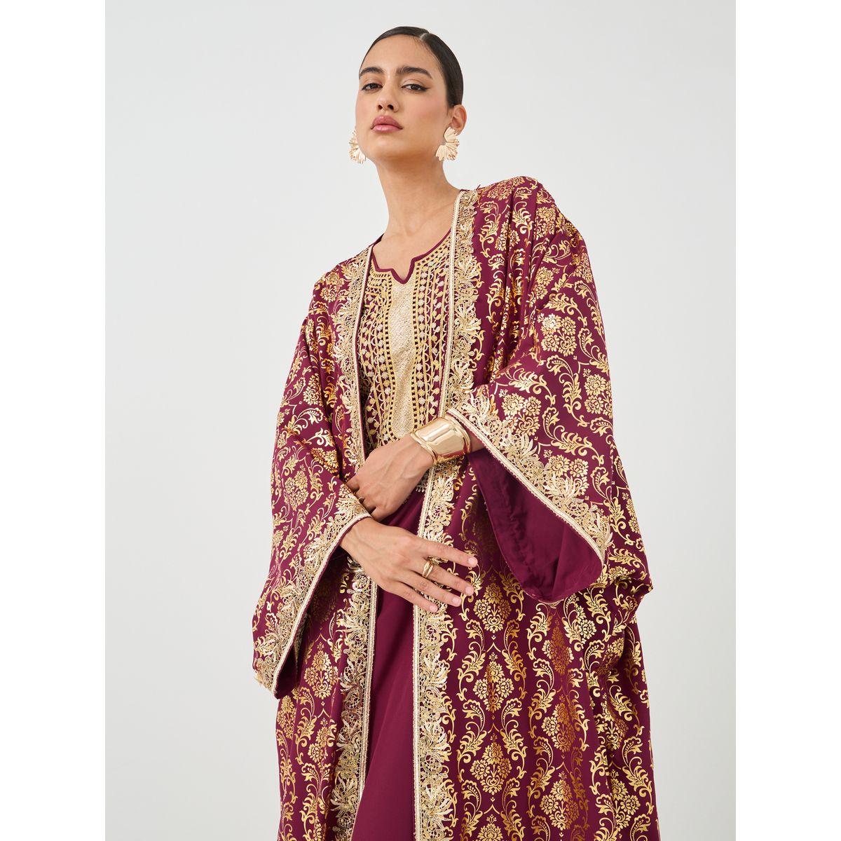 Styli Floral Print Open Front Abaya with Maxi Dress Set-women-clothing-coordsets-image-3