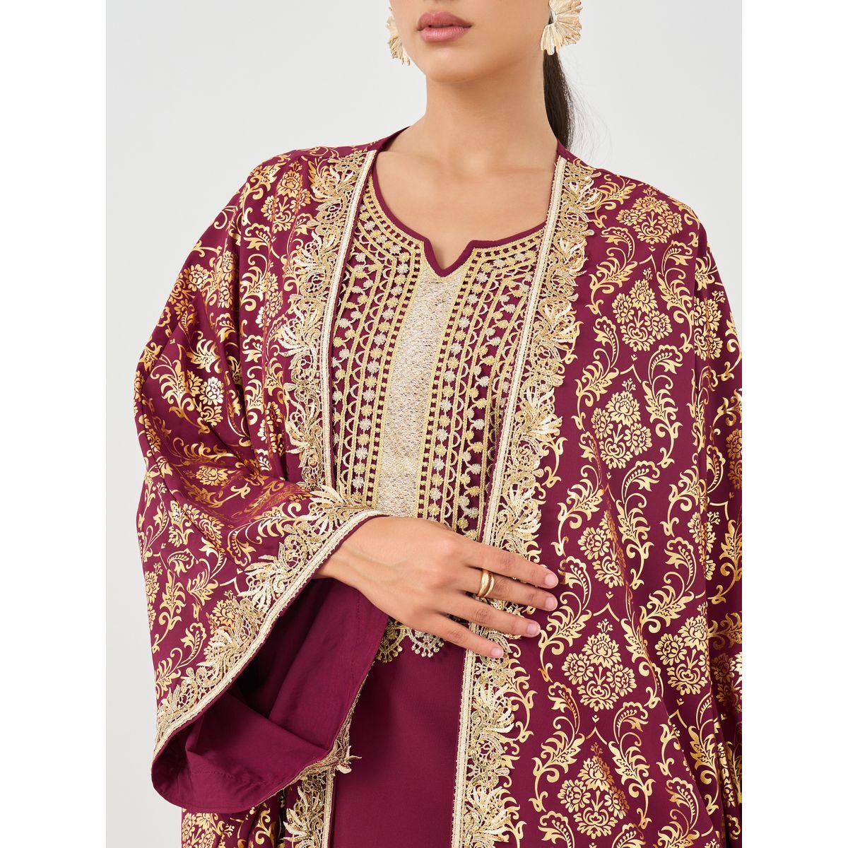 Styli Floral Print Open Front Abaya with Maxi Dress Set-women-clothing-coordsets-image-4