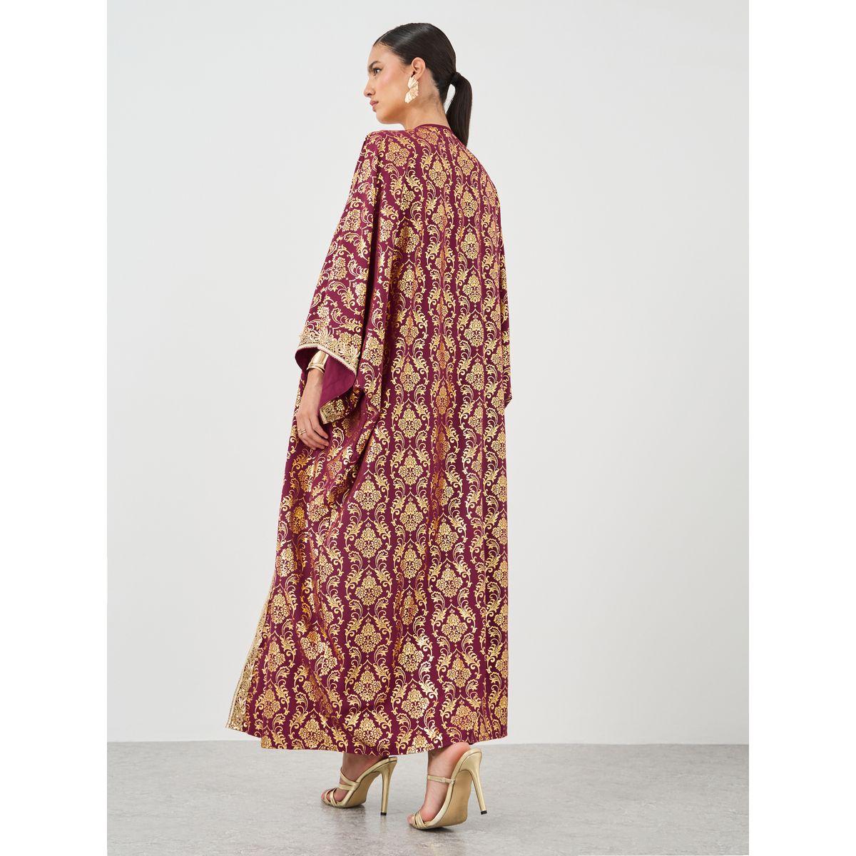Styli Floral Print Open Front Abaya with Maxi Dress Set-women-clothing-coordsets-image-6
