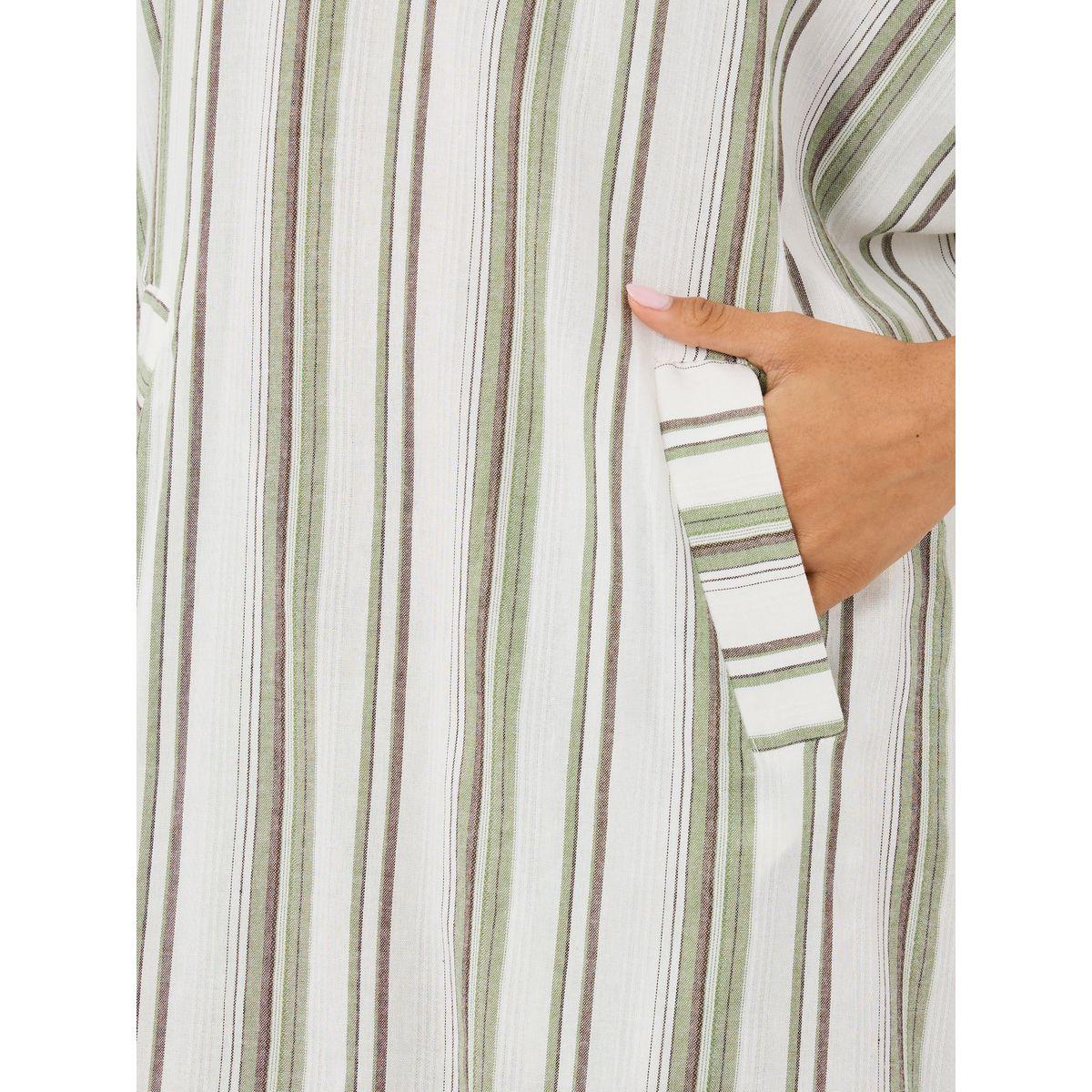Styli Striped Hooded Pocket Detail Long Sleeve Jalabiya-women-arabicclothing-jalabiyas-image-5
