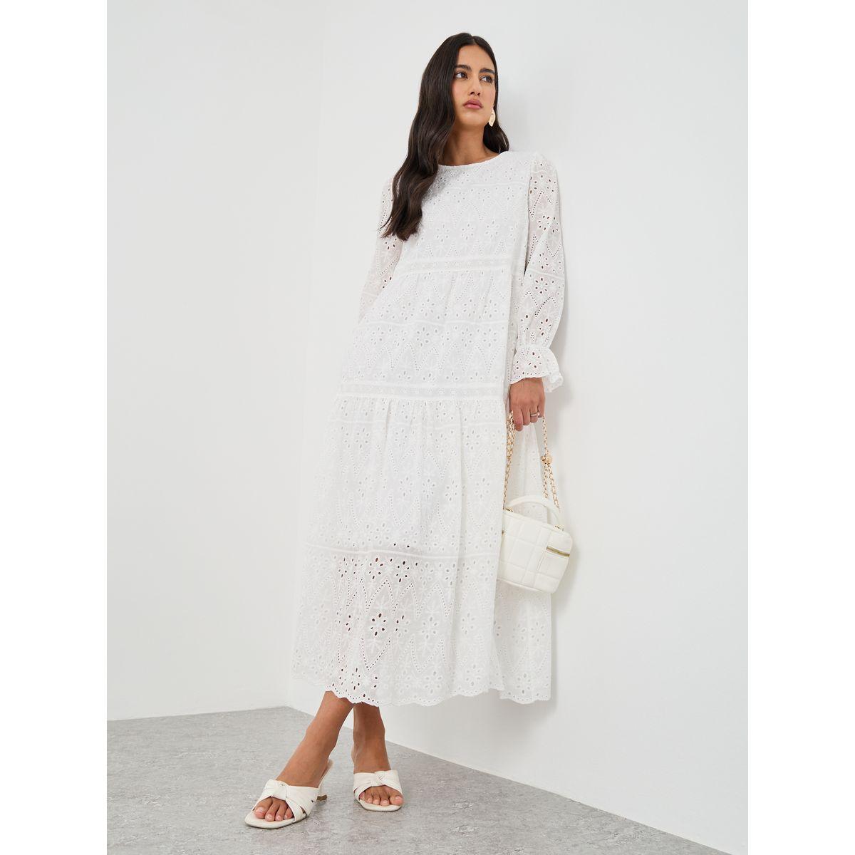 Styli Embroidered Balloon Sleeve A-Line Midi Dress-women-clothing-dresses-image-1