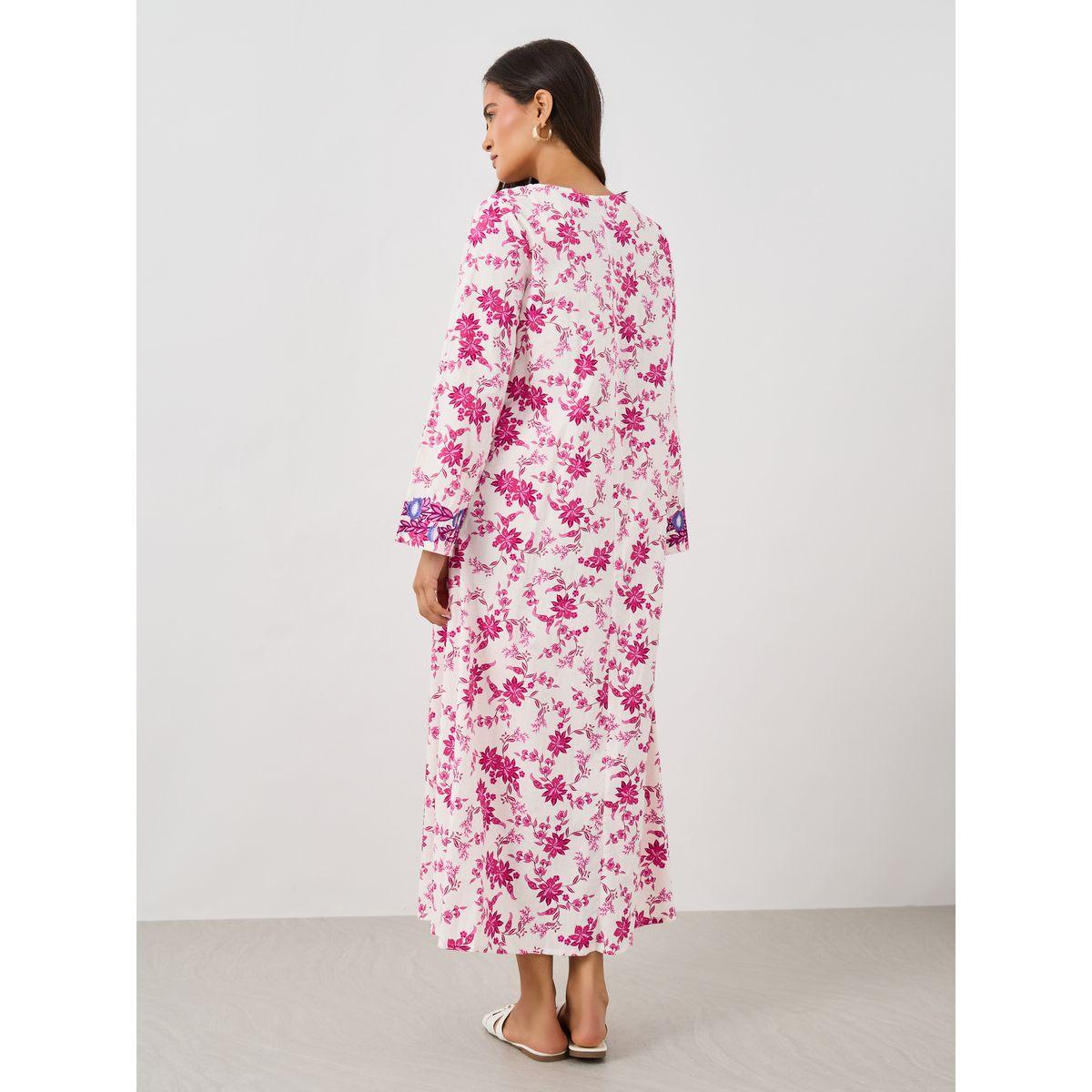 Styli Floral Print Embroidered Long Sleeve Jalabiya-women-arabicclothing-jalabiyas-image-6