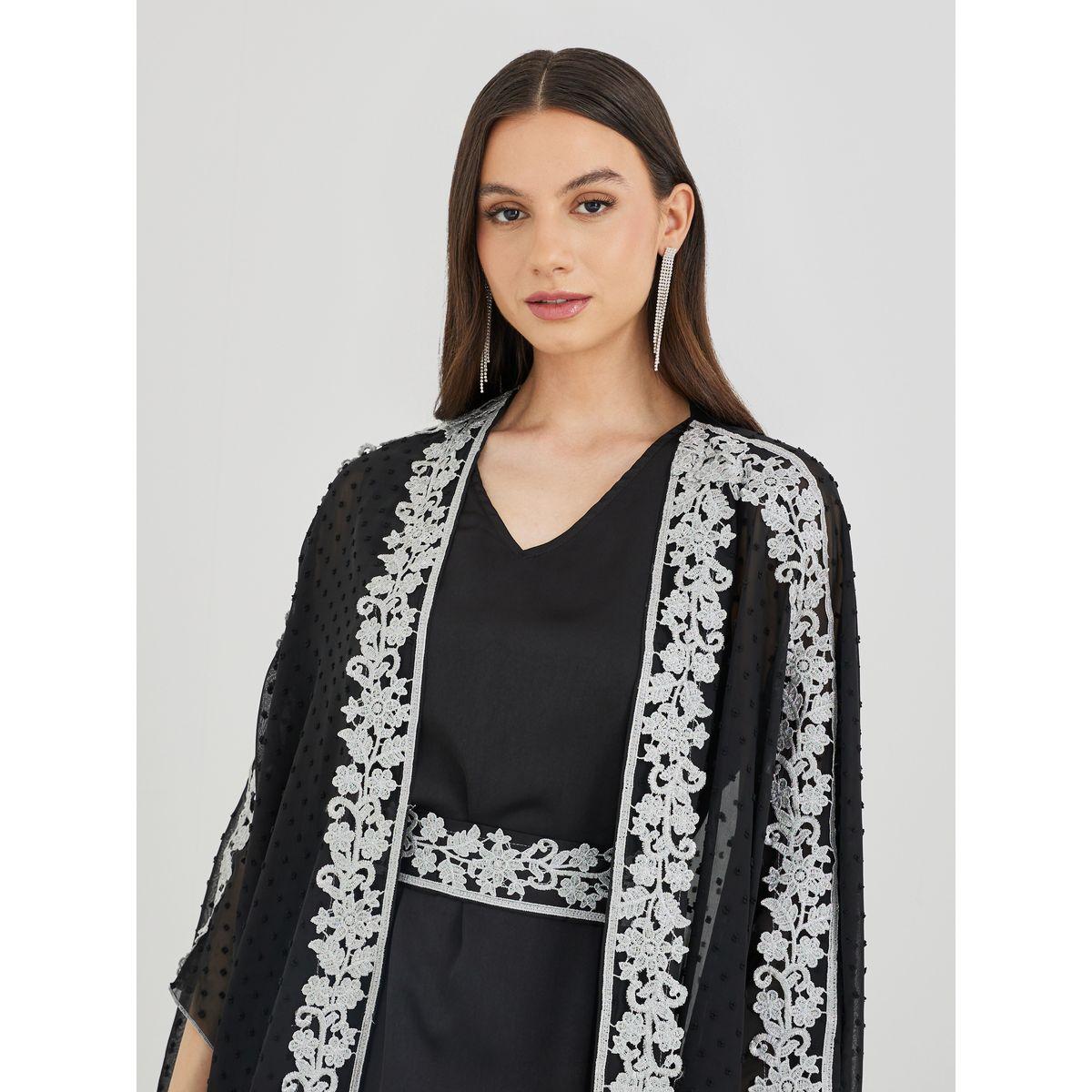 مجموعة من فستان طويل مع كيمونو مفتوح بدانتيل-women-clothing-coordsets-image-4