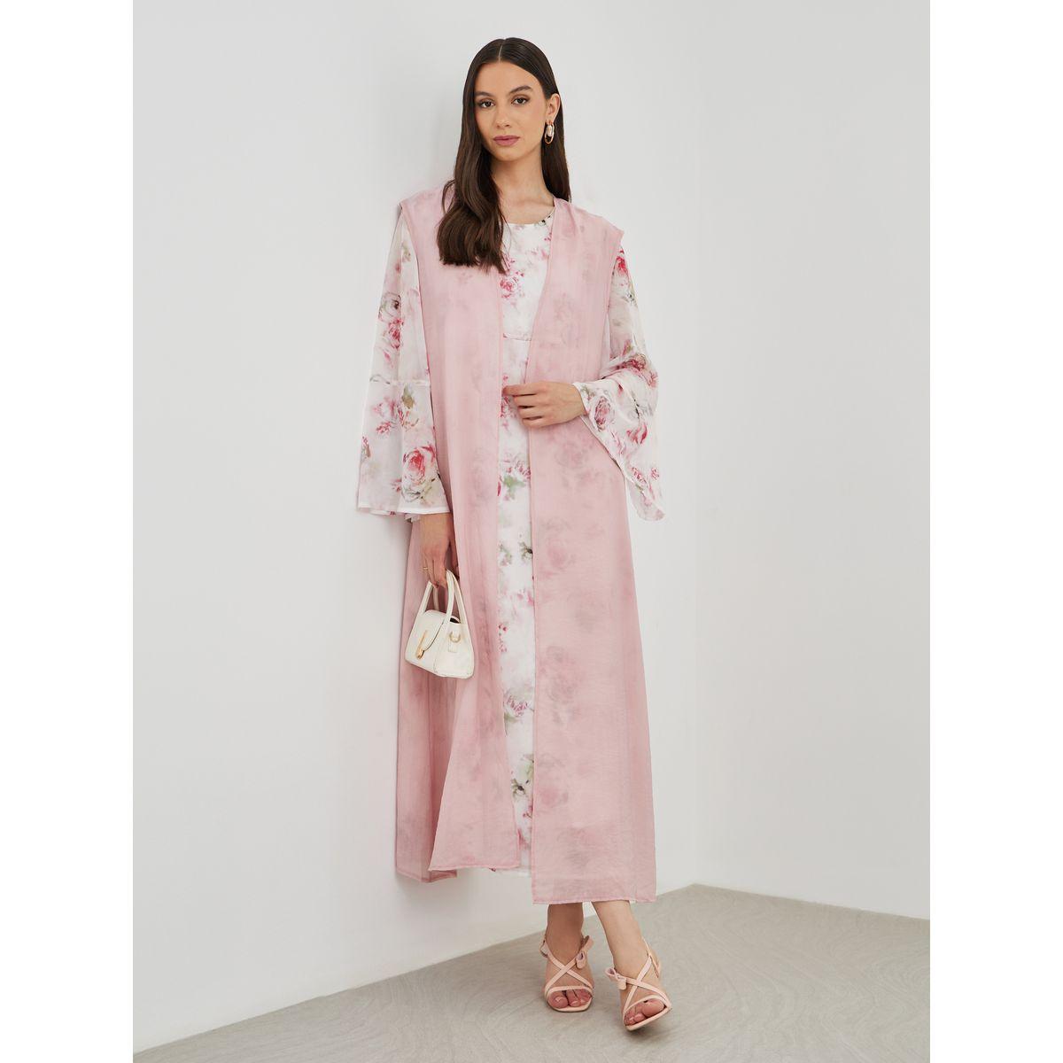 Keenly X Styli Open Front Kimono with Floral Print Maxi Dress Set-women-clothing-coordsets-image-1
