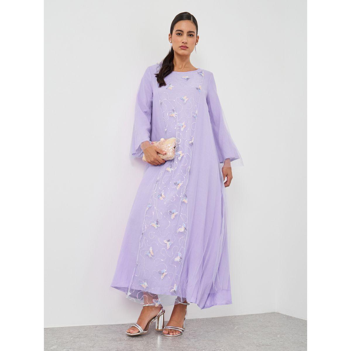 Styli Embroidered Butterfly Detail A-Line Maxi Dress-women-clothing-dresses-image-1