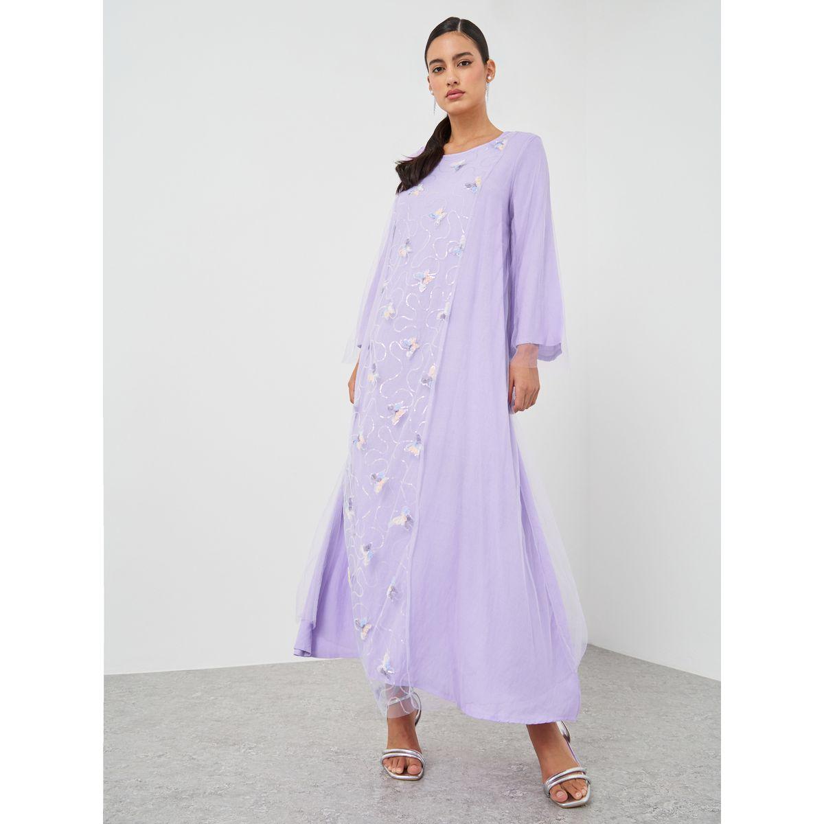 فستان طويل بتفاصيل فراشات مُطرزة-women-clothing-dresses-image-2