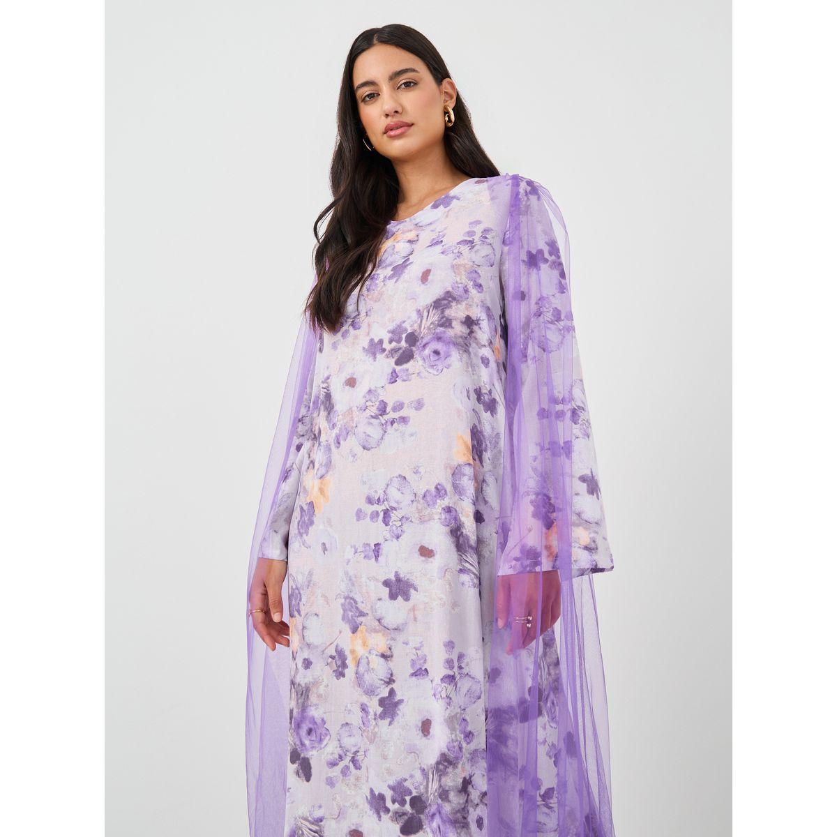 Styli Floral Print Mesh Insert A-Line Maxi Dress-women-clothing-dresses-image-3