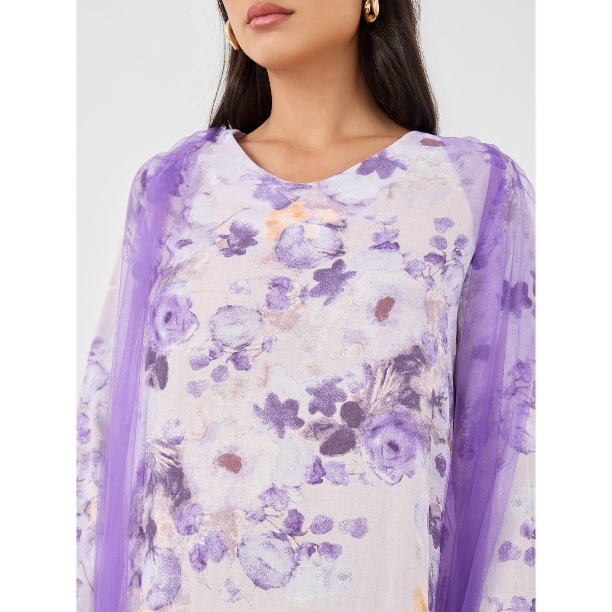 Styli Floral Print Mesh Insert A-Line Maxi Dress-women-clothing-dresses-image-4