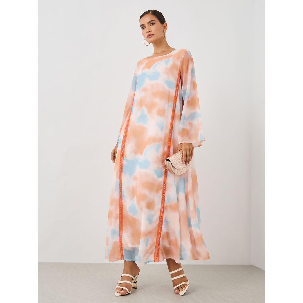 Styli Printed Long Sleeve A-Line Jalabiya-women-arabicclothing-jalabiyas-image-2