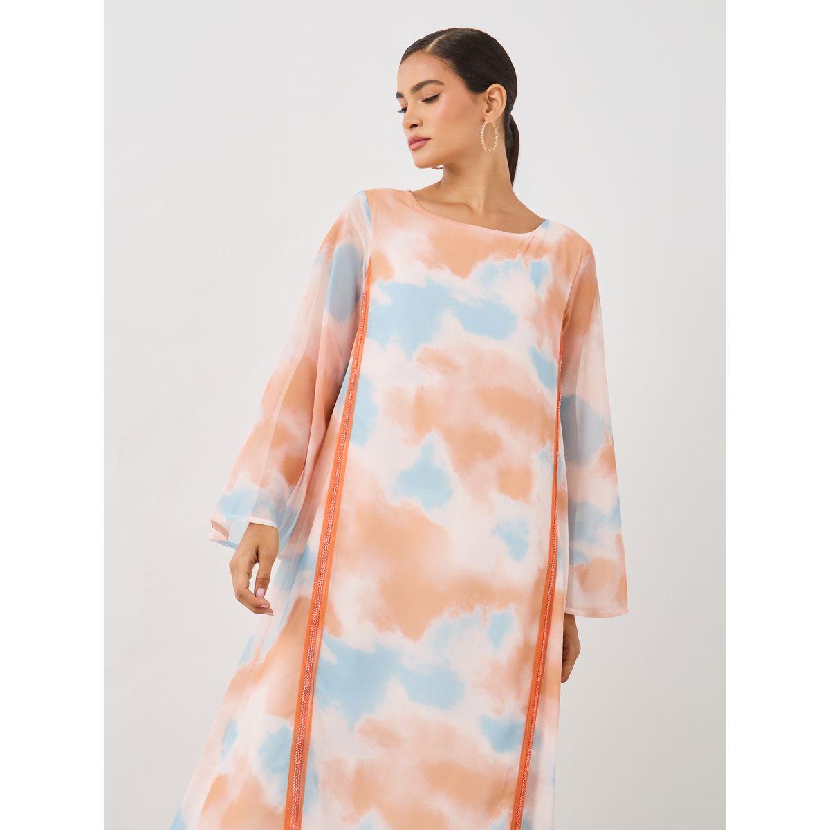 Styli Printed Long Sleeve A-Line Jalabiya-women-arabicclothing-jalabiyas-image-3
