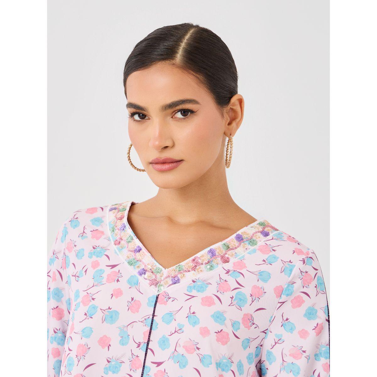جلابية طويلة مطبعة بالكامل مع أكمام بشق-women-arabicclothing-jalabiyas-image-4