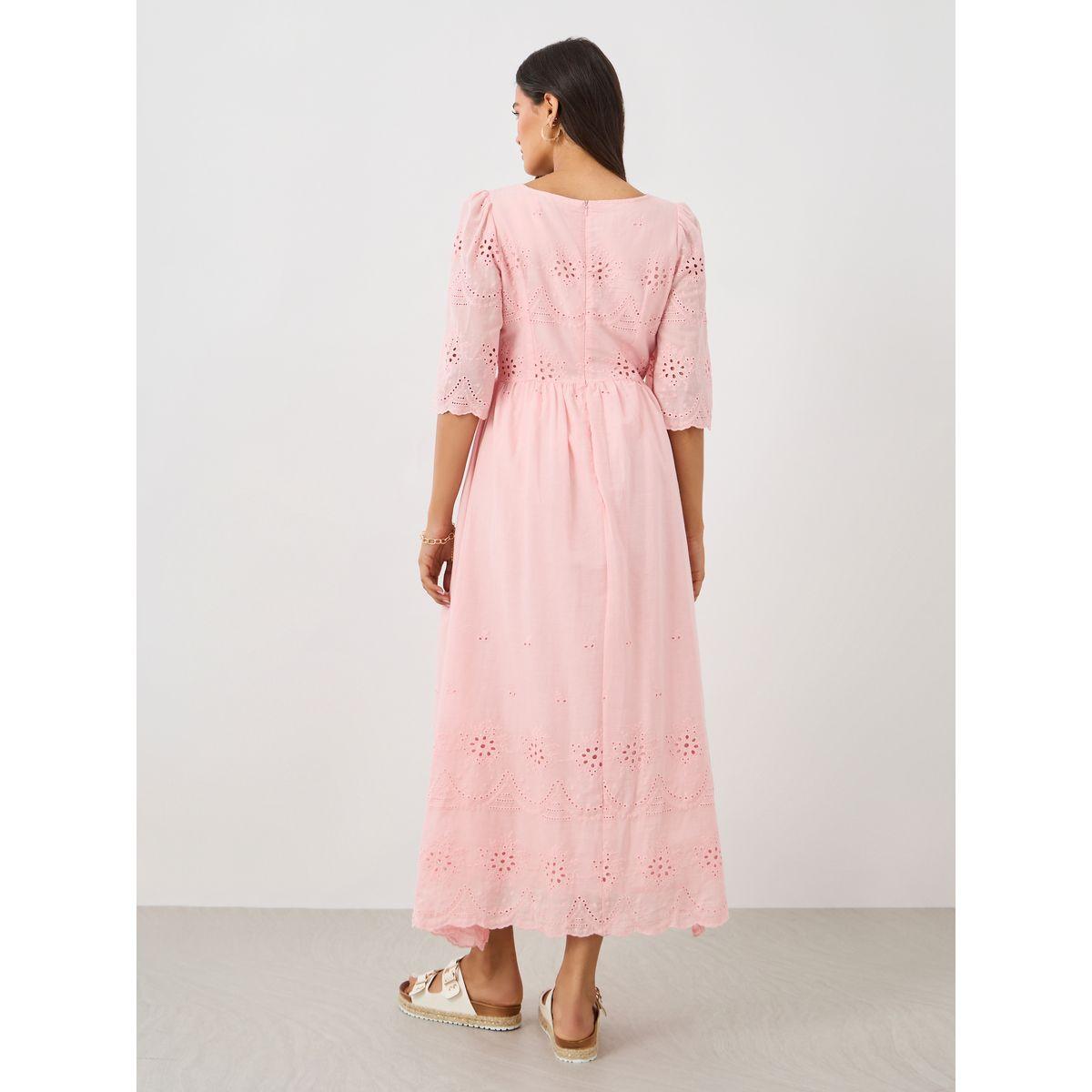 Styli Solid Embroidered Short Sleeve Midi Dress-women-clothing-dresses-image-6