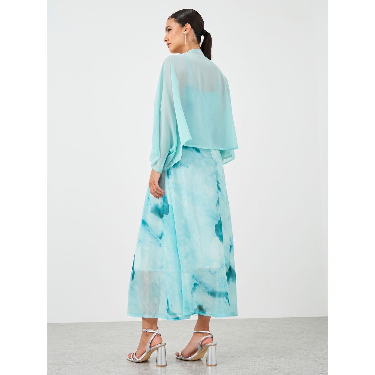 Styli Dye Print Open Front Tassel Detail Kimono with Midi Dress Set-women-clothing-coordsets-image-5