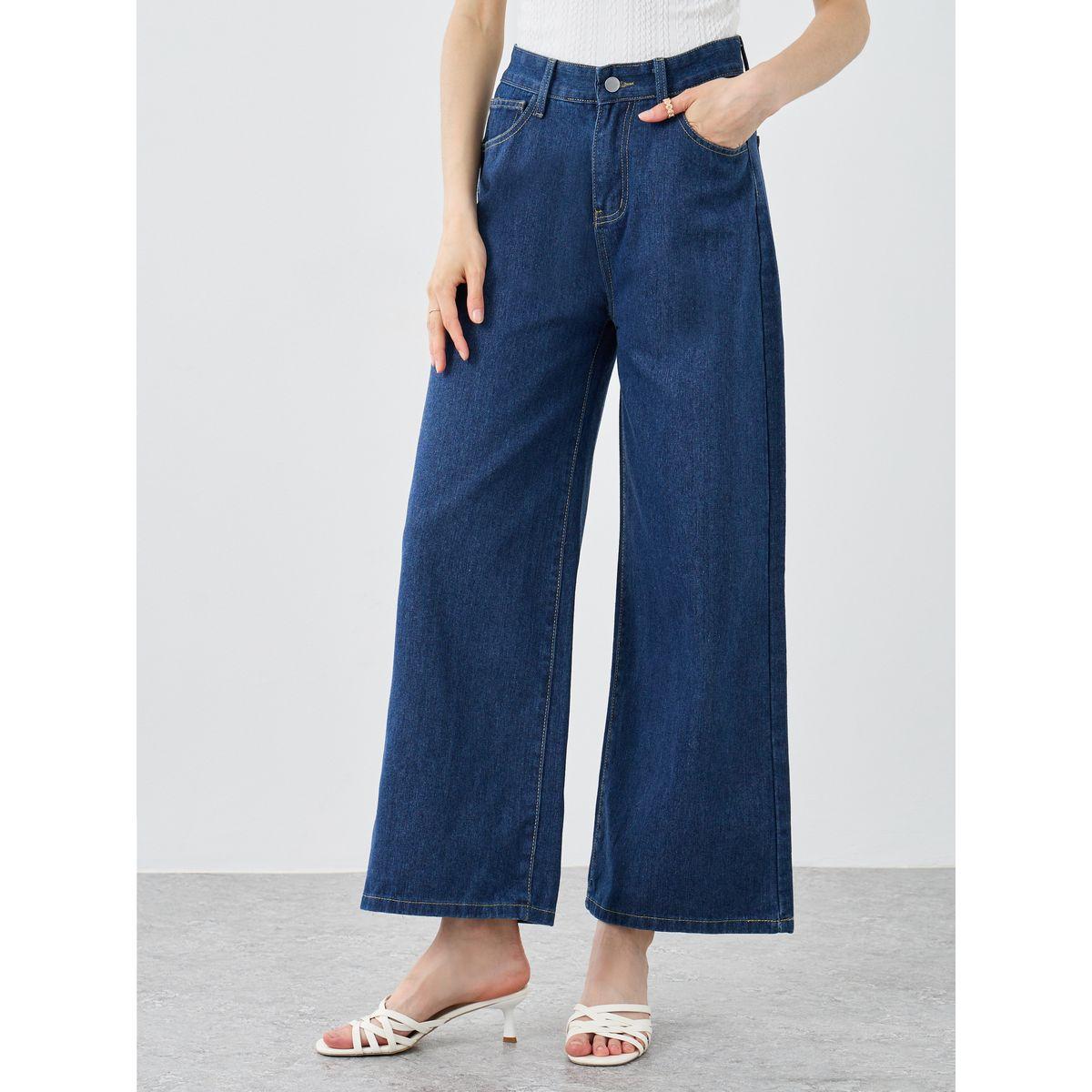 Styli Solid Mid Rise Wide Leg Jeans-women-clothing-bottoms-jeans-image-1