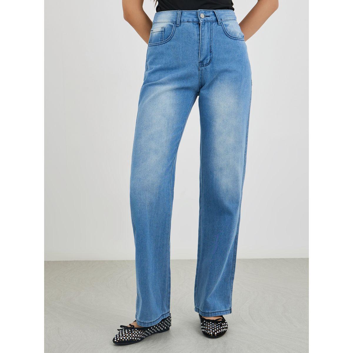 بنطال جينز بقصة واسعة وخصر متوسط-women-clothing-bottoms-jeans-image-2