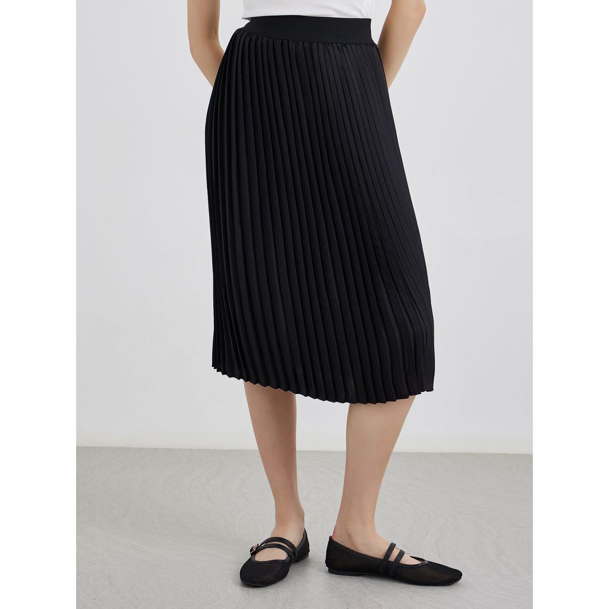 Styli Solid Pleated Midi Skirt-women-clothing-bottoms-skirts-image-2