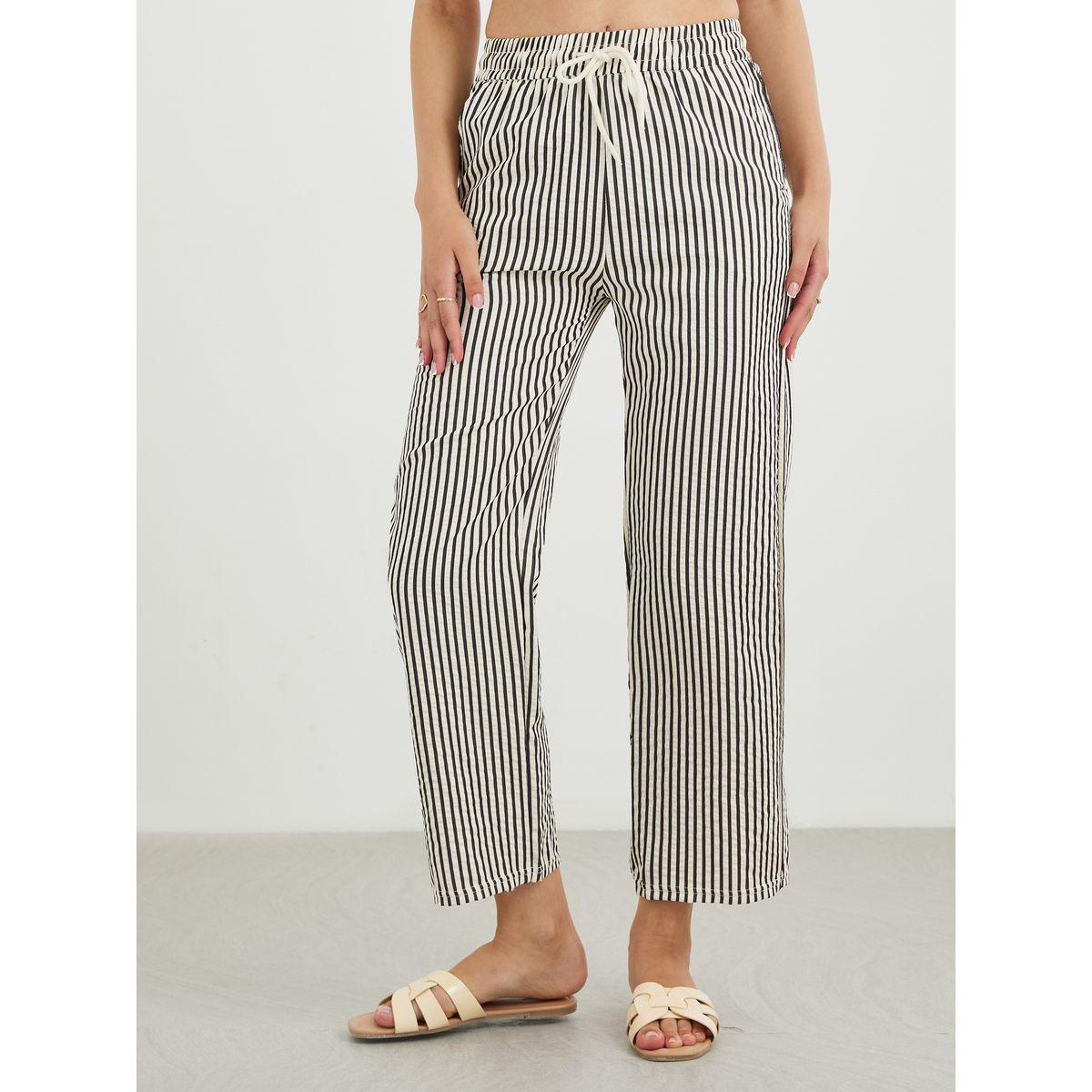 Styli Striped Drawstring Waist Loose Fit Pants-women-clothing-bottoms-trousers-image-2