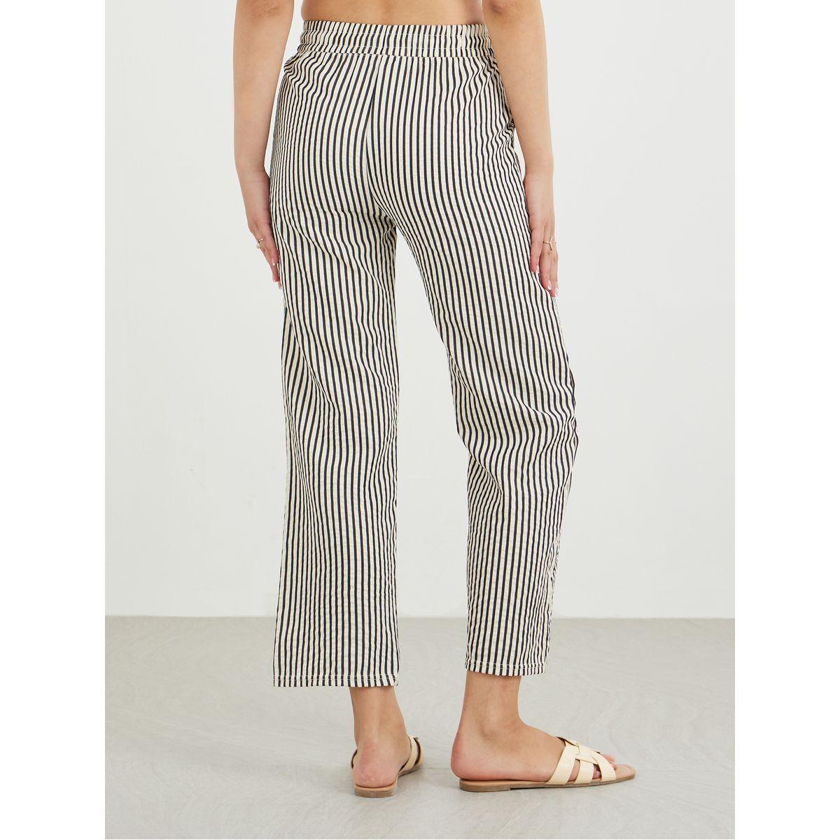Styli Striped Drawstring Waist Loose Fit Pants-women-clothing-bottoms-trousers-image-4