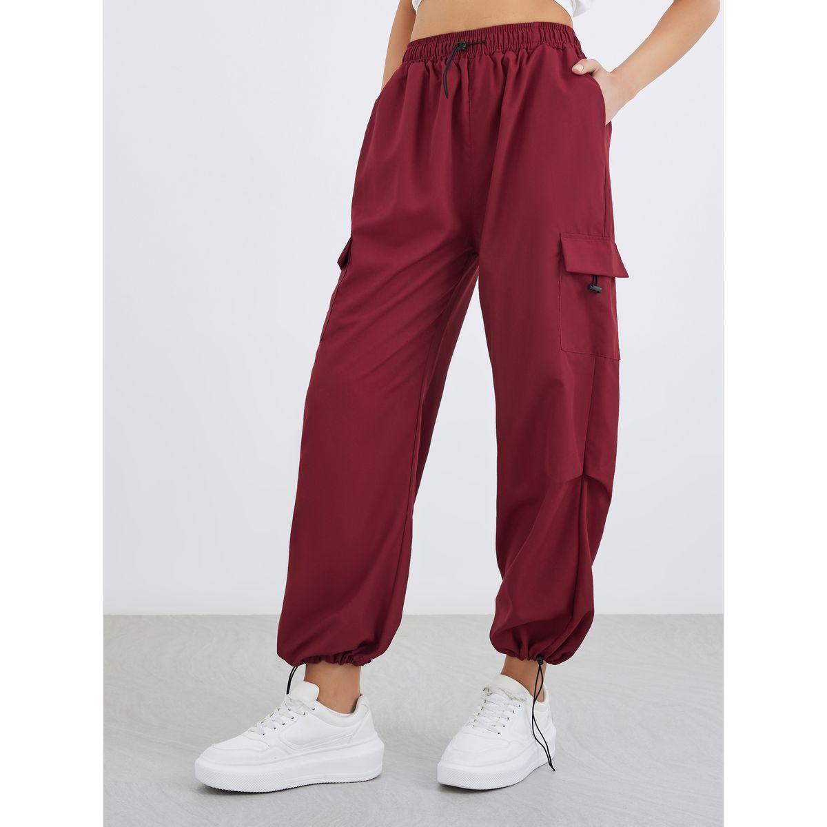Styli Solid Drawstring Waist Cargo Pants-women-clothing-bottoms-trousers-image-2