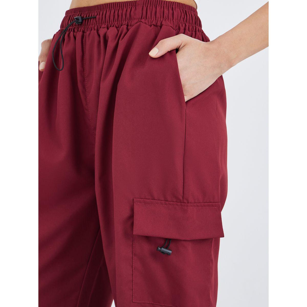Styli Solid Drawstring Waist Cargo Pants-women-clothing-bottoms-trousers-image-3