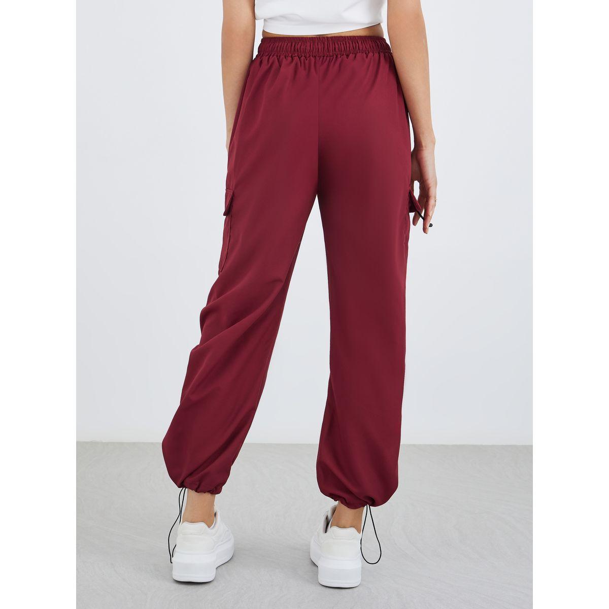 Styli Solid Drawstring Waist Cargo Pants-women-clothing-bottoms-trousers-image-4