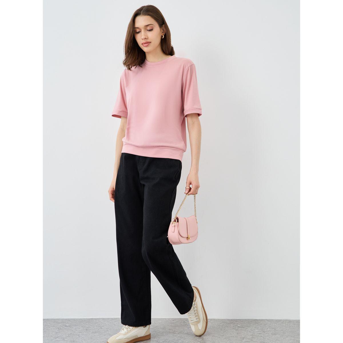بنطال جينز سادة بقصة أرجل واسعة-women-clothing-bottoms-jeans-image-1
