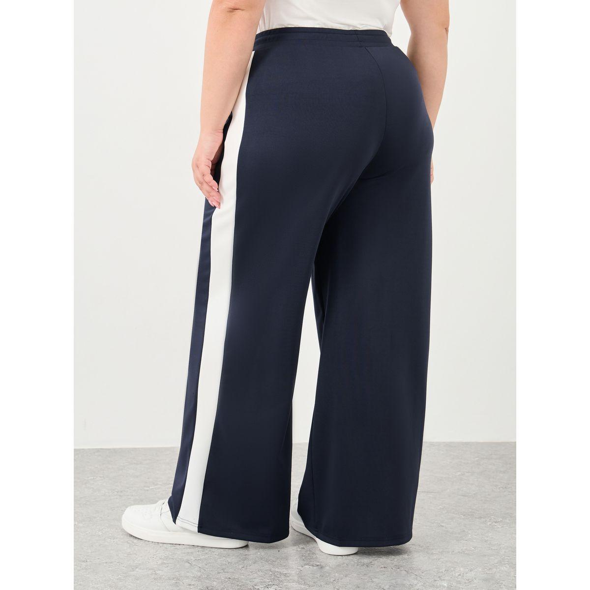 Styli Plus Wide Leg Joggers with Side Seam Contrast Panel-women-clothing-bottoms-joggers-image-4