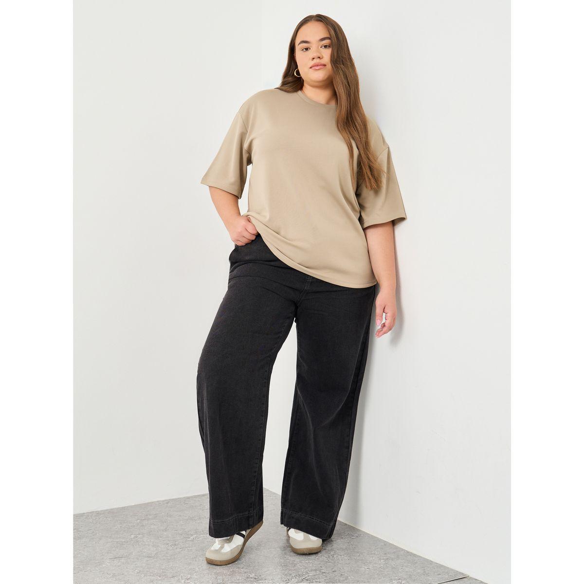 Styli Plus Wide Leg Jeans with Drawstring-women-clothing-bottoms-jeans-image-1