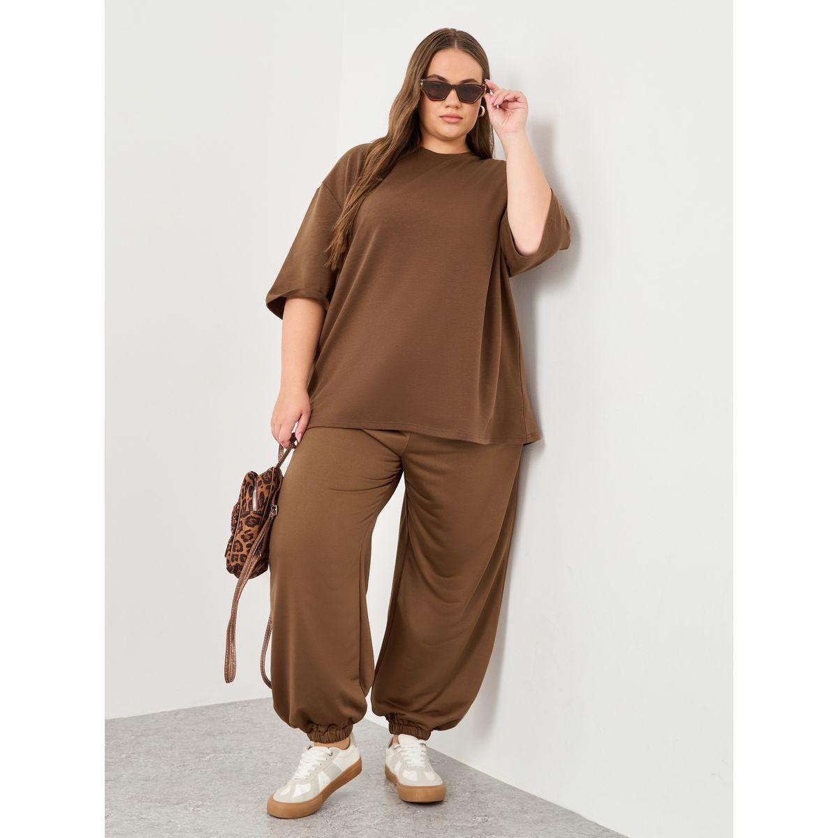 جوغر بمقاس كبير بخصر مطاطي-women-clothing-bottoms-joggers-image-1