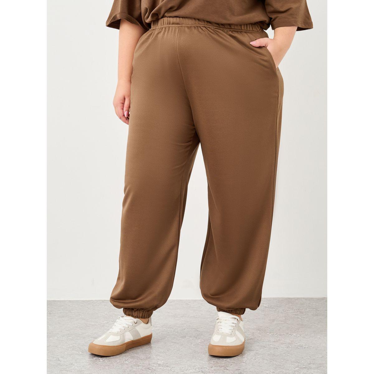Styli Plus Cuffed Joggers with Elasticated Waist-women-clothing-bottoms-joggers-image-2