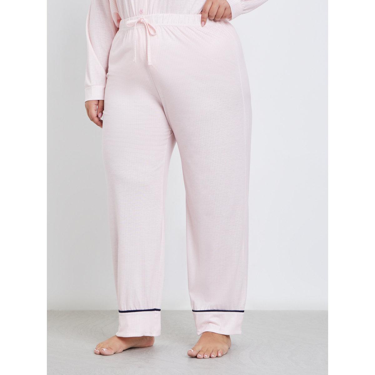Styli Plus Bow Print Pocket Striped Shirt and Pyjama Set-women-clothing-plussize-nightwear-nightwearsets-image-5