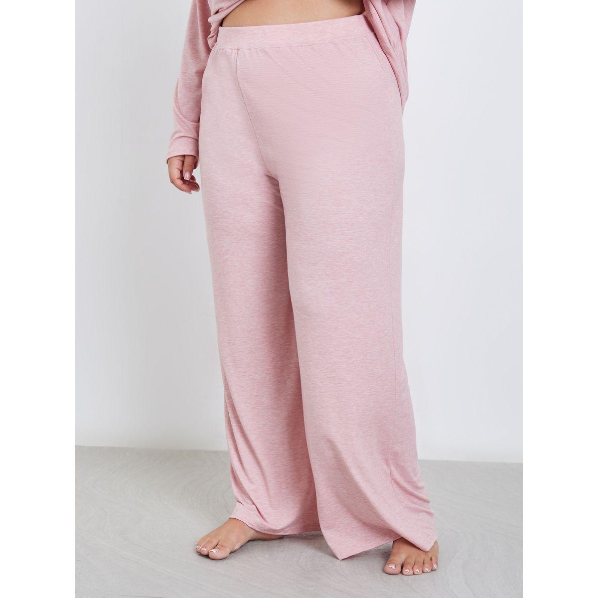 Styli Plus Melange Shirt and Wide Leg Pyjama Set-women-clothing-nightwear-pyjamas-longsets-image-5