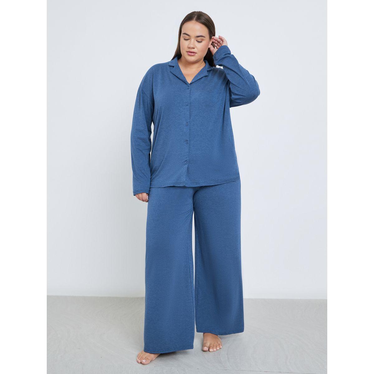 طقم من بنطال بيجاما وبلوزة بمقاس كبير-women-clothing-nightwear-pyjamas-longsets-image-2