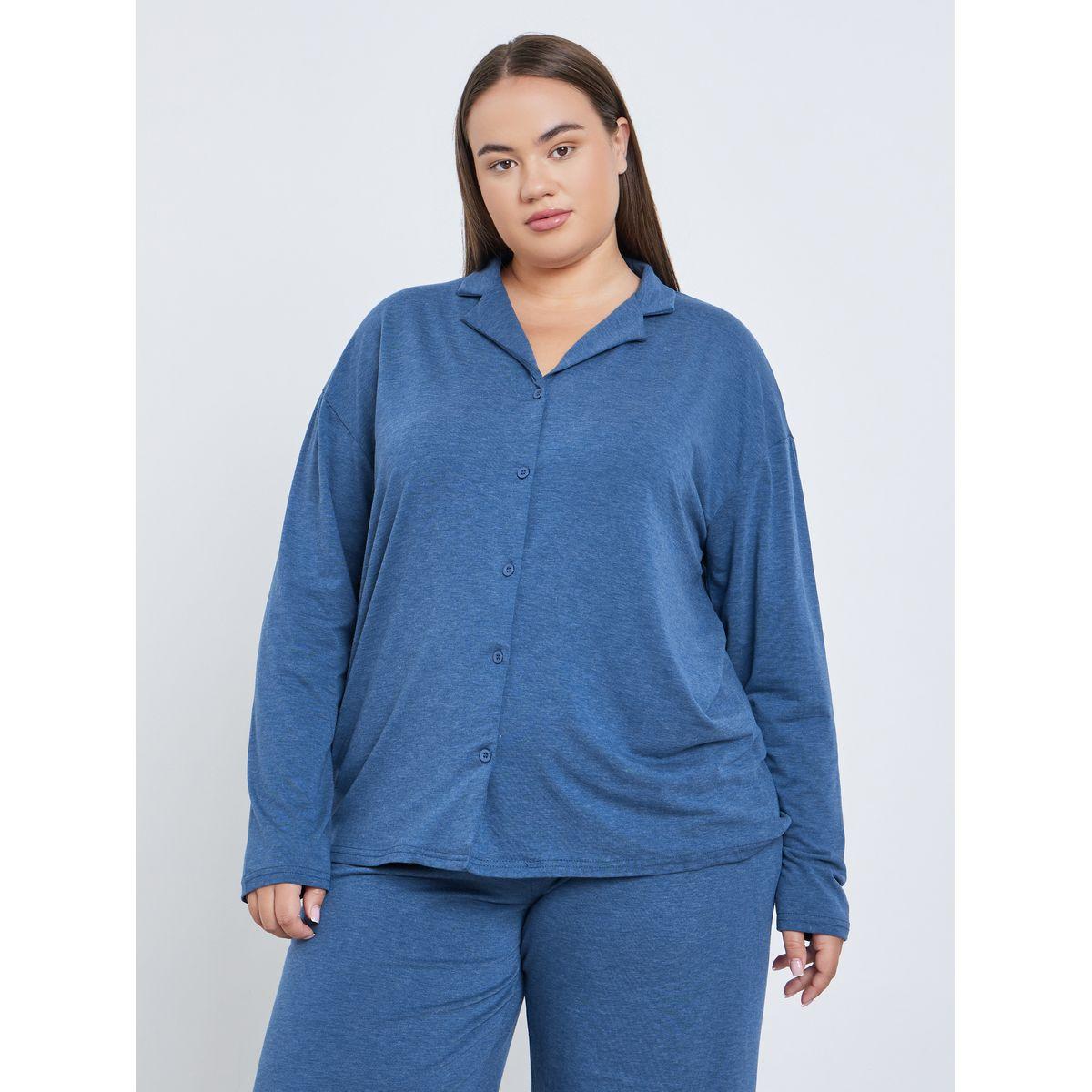 طقم من بنطال بيجاما وبلوزة بمقاس كبير-women-clothing-nightwear-pyjamas-longsets-image-3