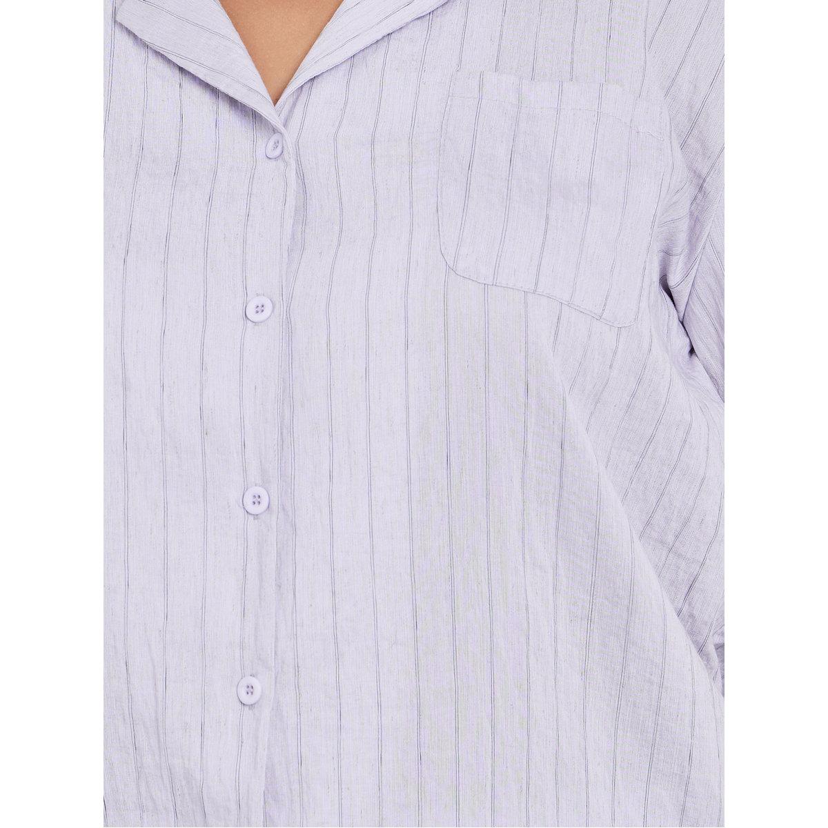 Styli Plus Viscose Textured Double Stripe Shirt and Pyjama Set-women-clothing-plussize-nightwear-nightwearsets-image-3