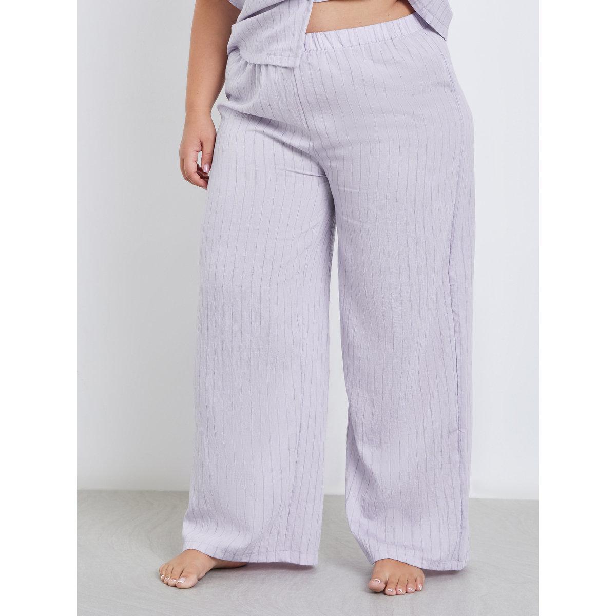 Styli Plus Viscose Textured Double Stripe Shirt and Pyjama Set-women-clothing-plussize-nightwear-nightwearsets-image-5