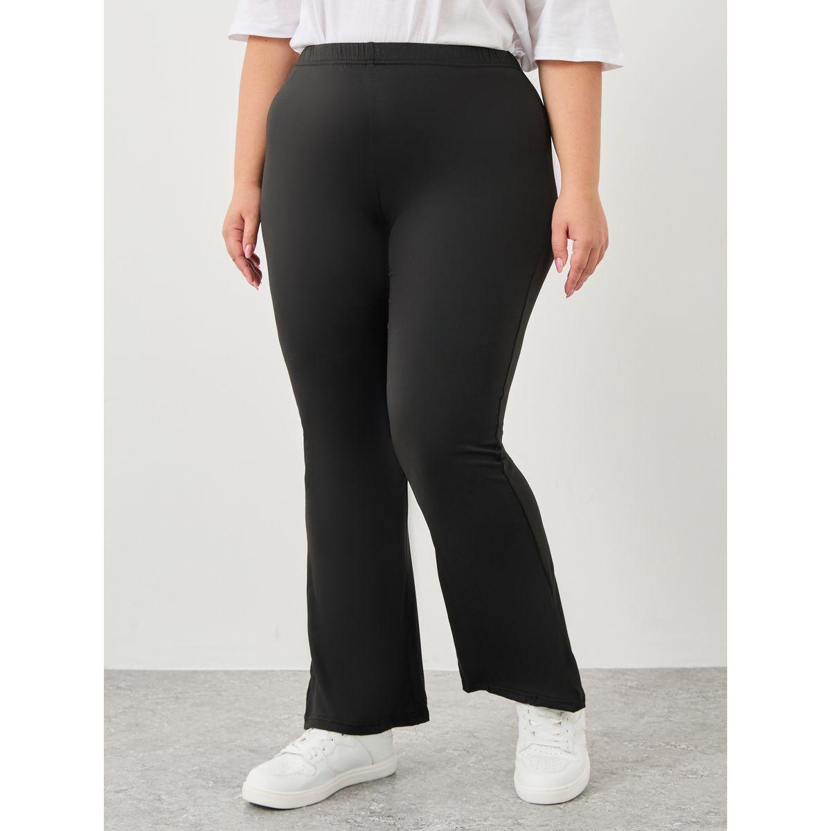 Styli Plus Flared Leggings with Elastic Waist-women-clothing-bottoms-leggings-image-2