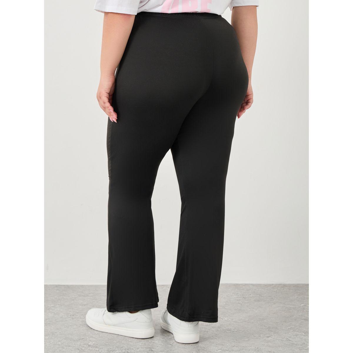 Styli Plus Flared Leggings with Elastic Waist-women-clothing-bottoms-leggings-image-4