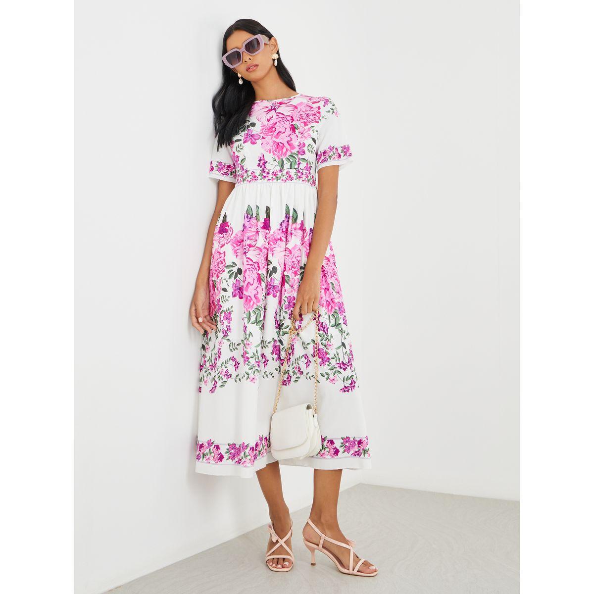 Styli Floral Print Short Sleeve Midi Dress-women-clothing-dresses-image-1