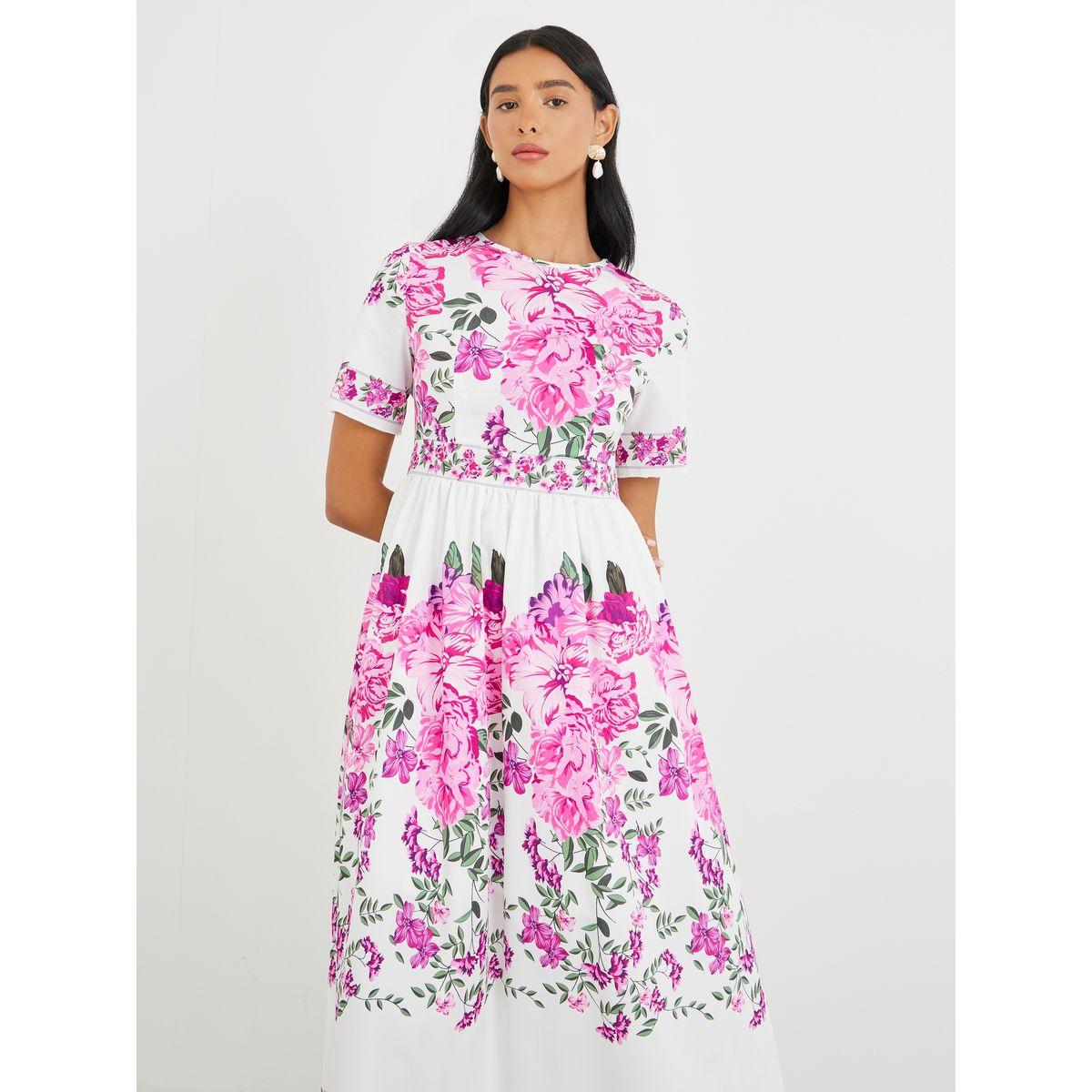 Styli Floral Print Short Sleeve Midi Dress-women-clothing-dresses-image-3