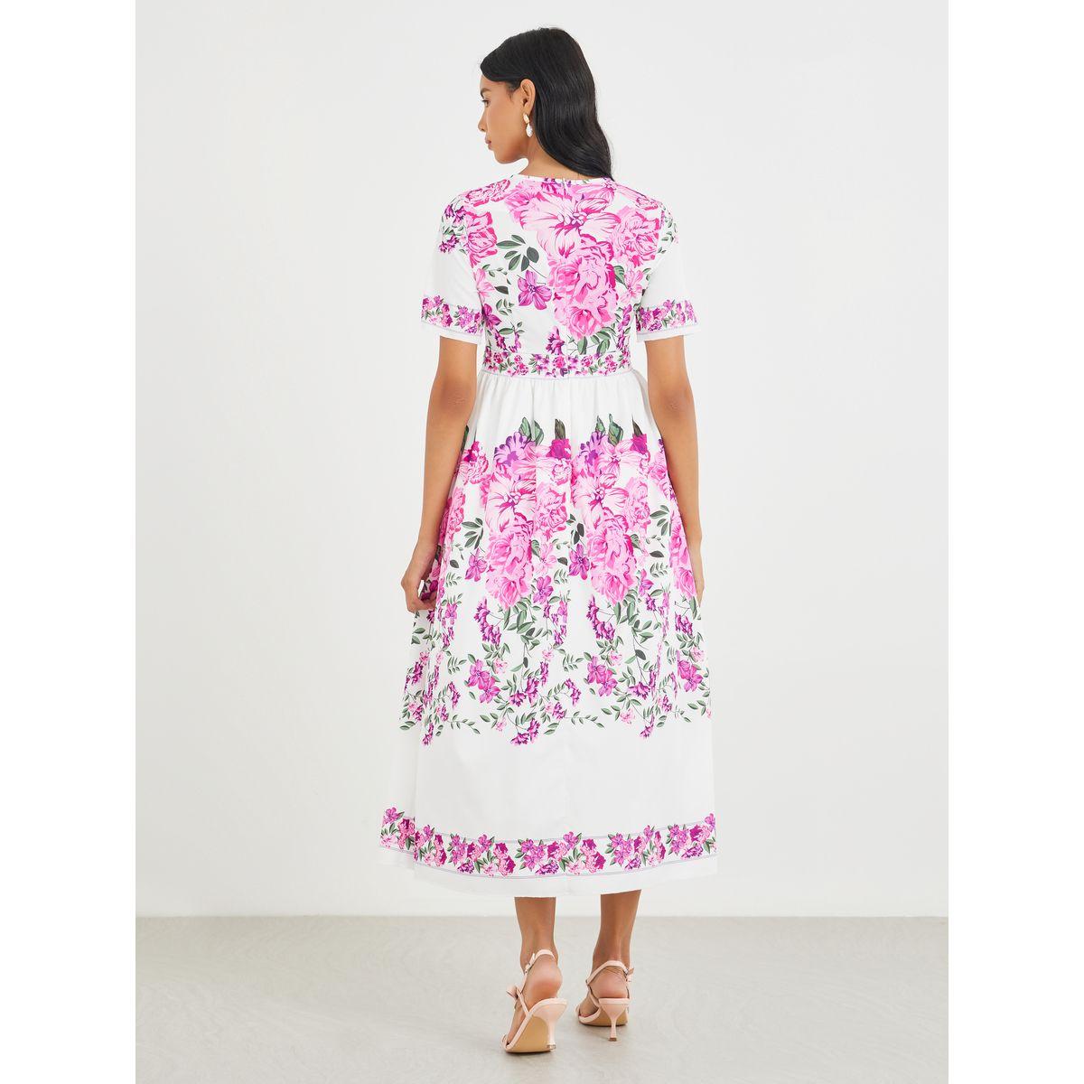 فستان ميدي بطبعة زهور وأكمام قصيرة-women-clothing-dresses-image-5
