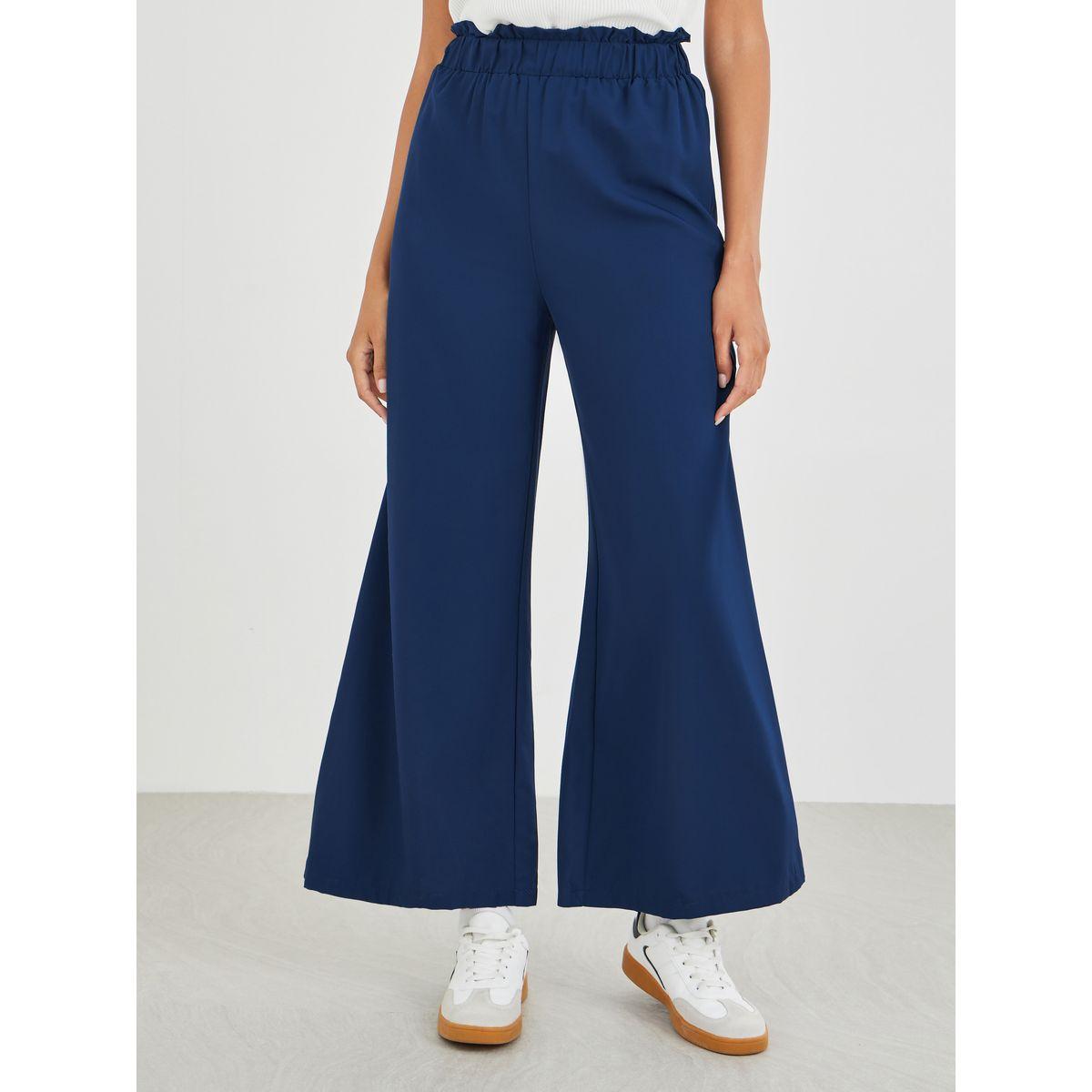 Styli Solid Elastic Waist Wide Leg Pants-women-clothing-bottoms-trousers-image-2