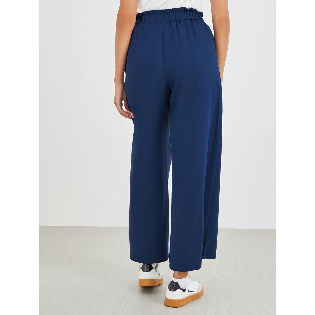 Styli Solid Elastic Waist Wide Leg Pants-women-clothing-bottoms-trousers-image-4
