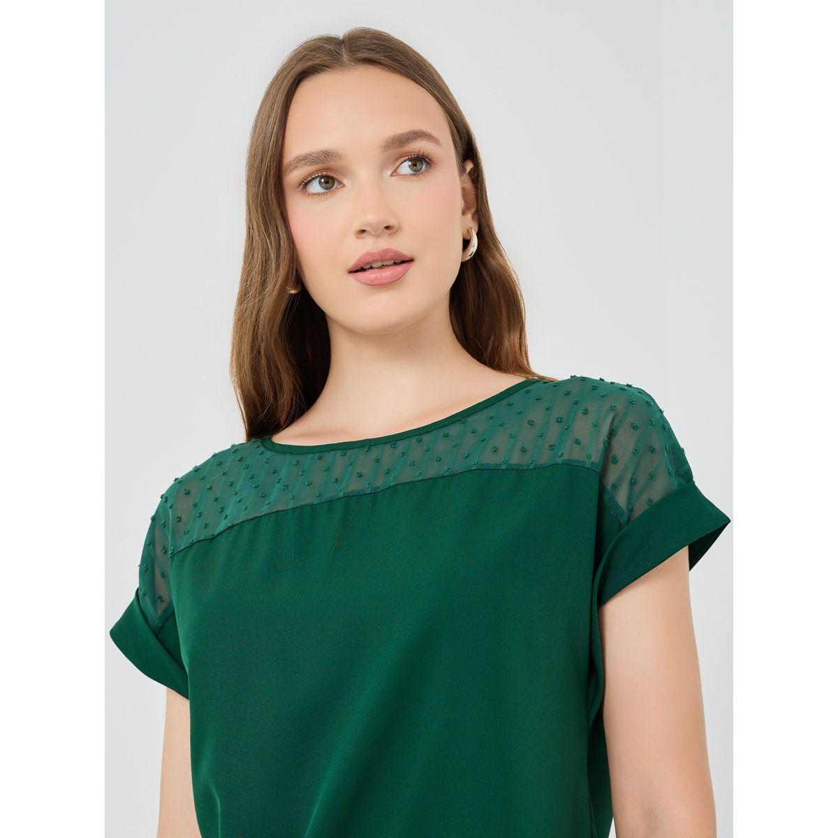 بلوزة سادة بياقة دائرية وأكمام قصيرة-women-clothing-shirtsandblouses-blouses-image-3